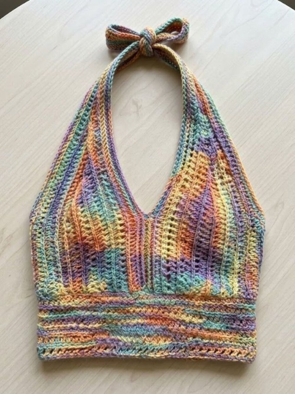 Multicolor Crochet Cami Halter Top